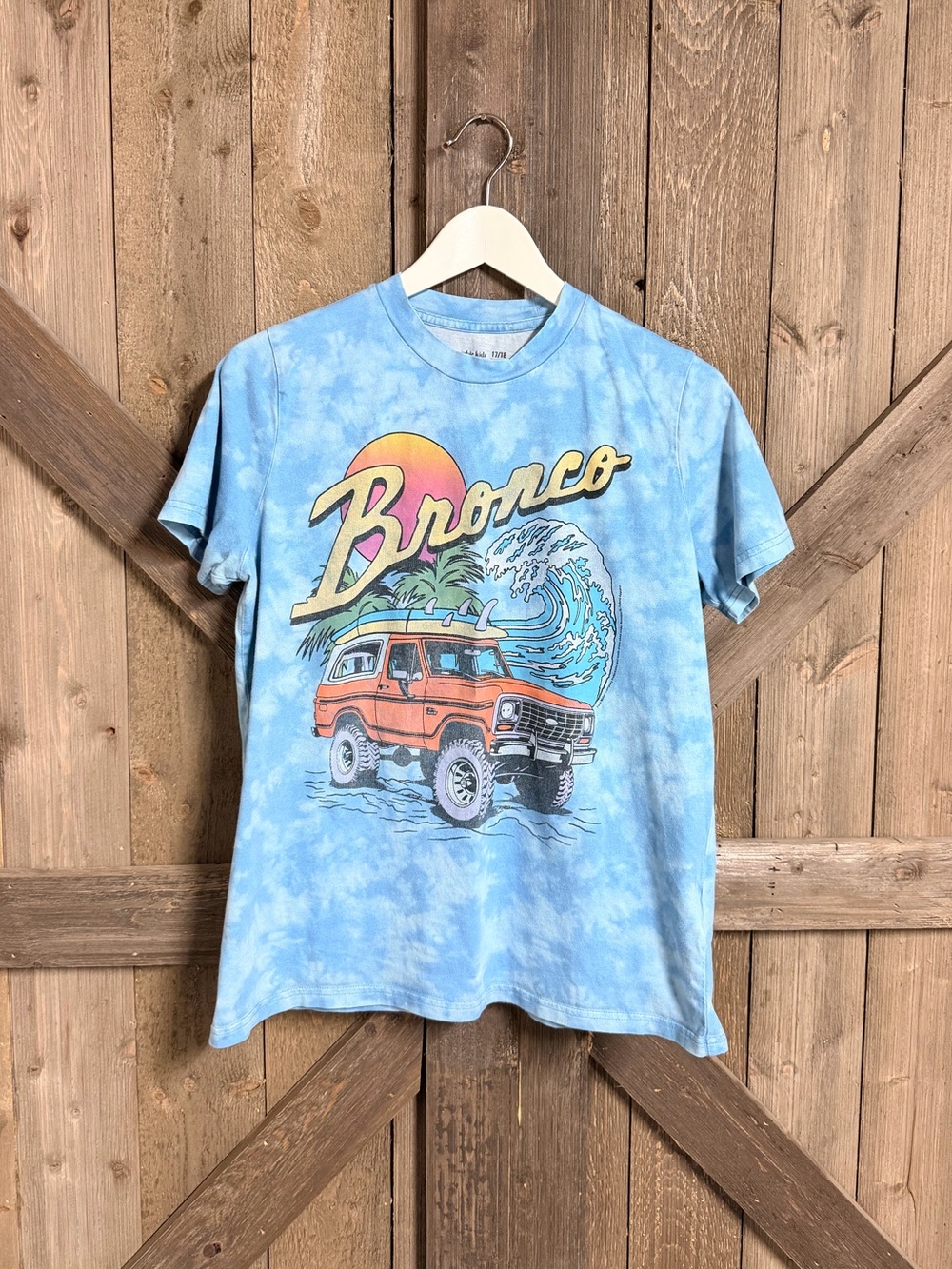 abercrombie kids Blue Tie-Dye Bronco Graphic Tee